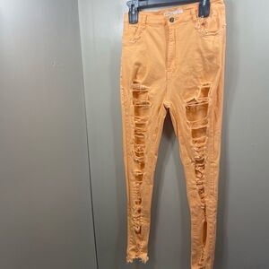 Mass Mode Orange Pants skinny, distressed‎ size XL